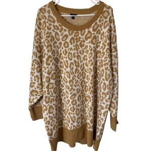 Torrid Leopard Animal Print Sweater Womens Size 4 4X Neutral Tan